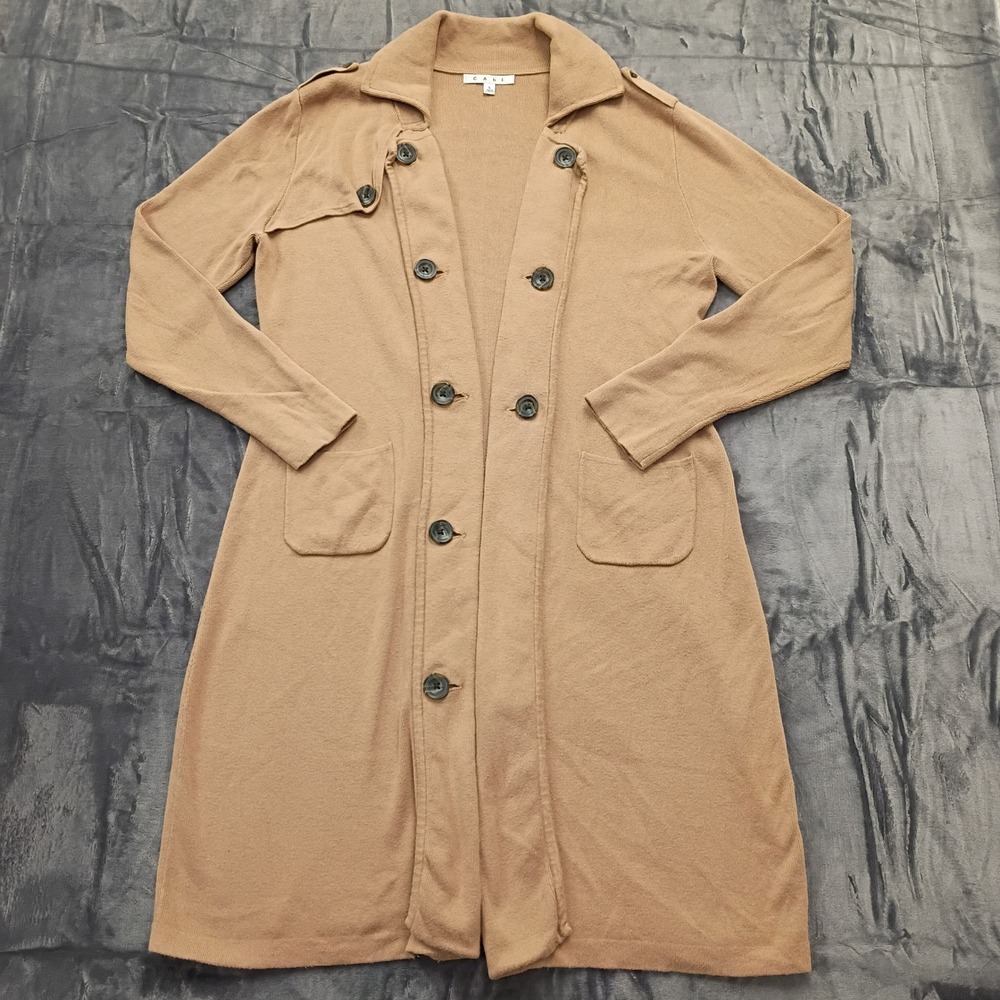 Cabi Camel‎ Tan Cardigan Women's Large Sweater Duster Long Open Front